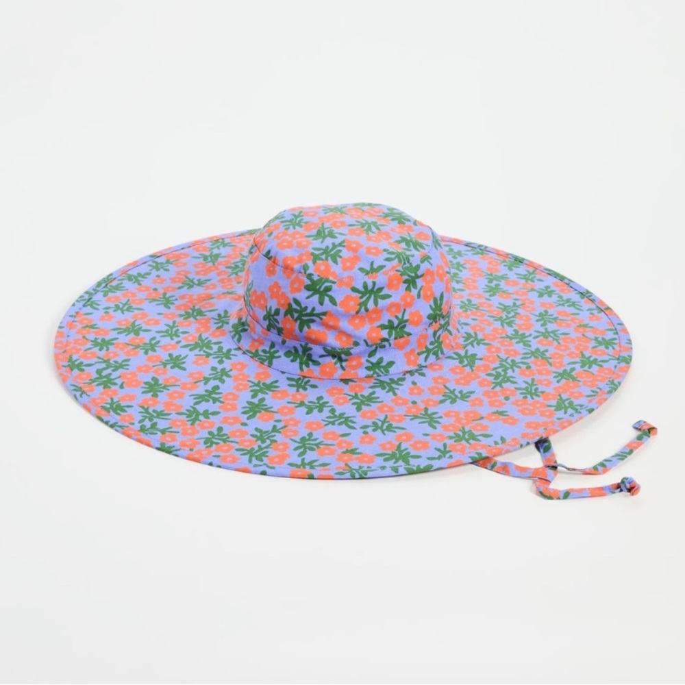 BAGGU Flowerbed Print 100% Organic Cotton Packable Wide Brim Sun Hat